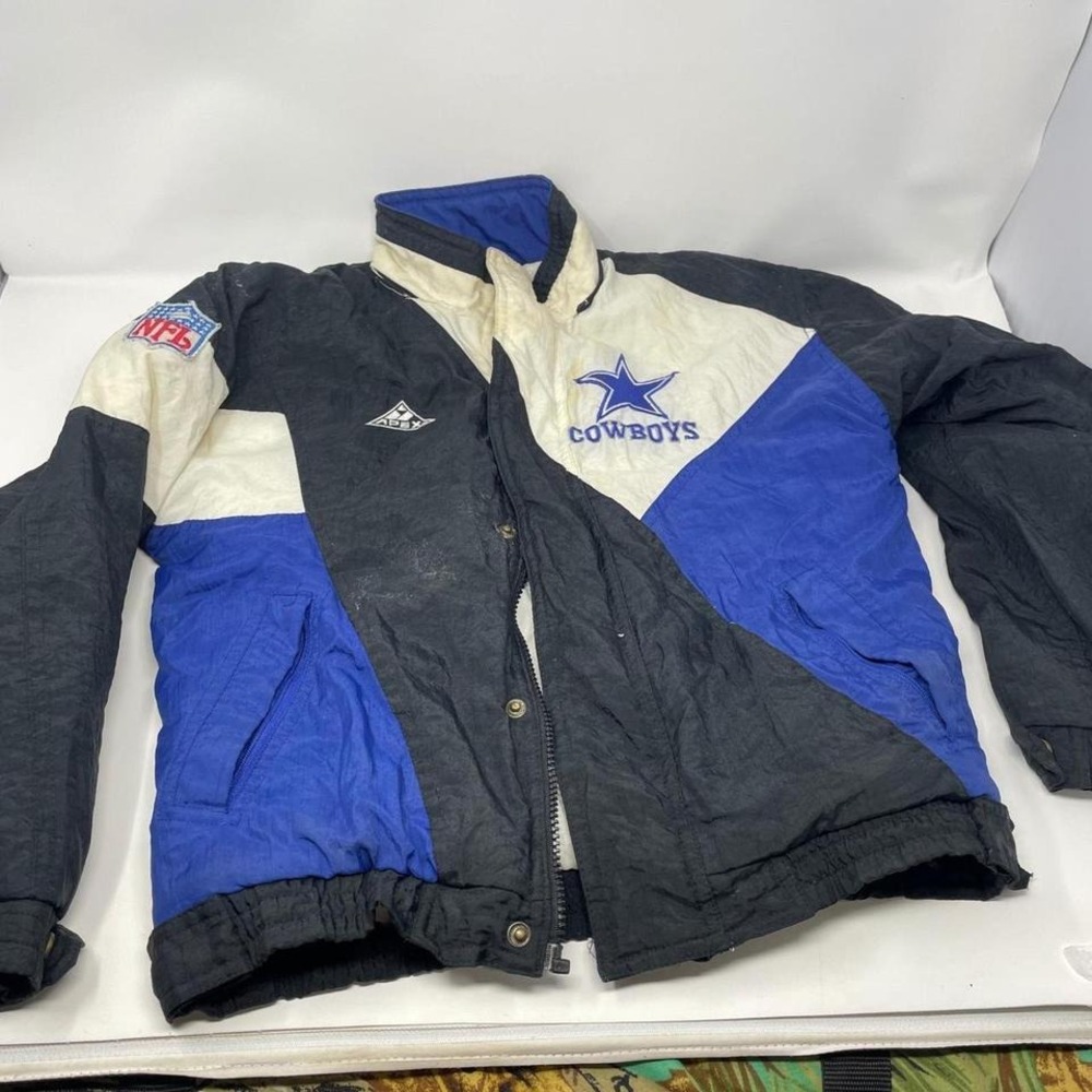 Vintage 90s Dallas Cowboys Apex One Puffer Jacket Youth M Distressed Y2K Style